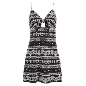 Alice + Olivia Roe Embroidered Tie-Front Mini Dress  Size 4